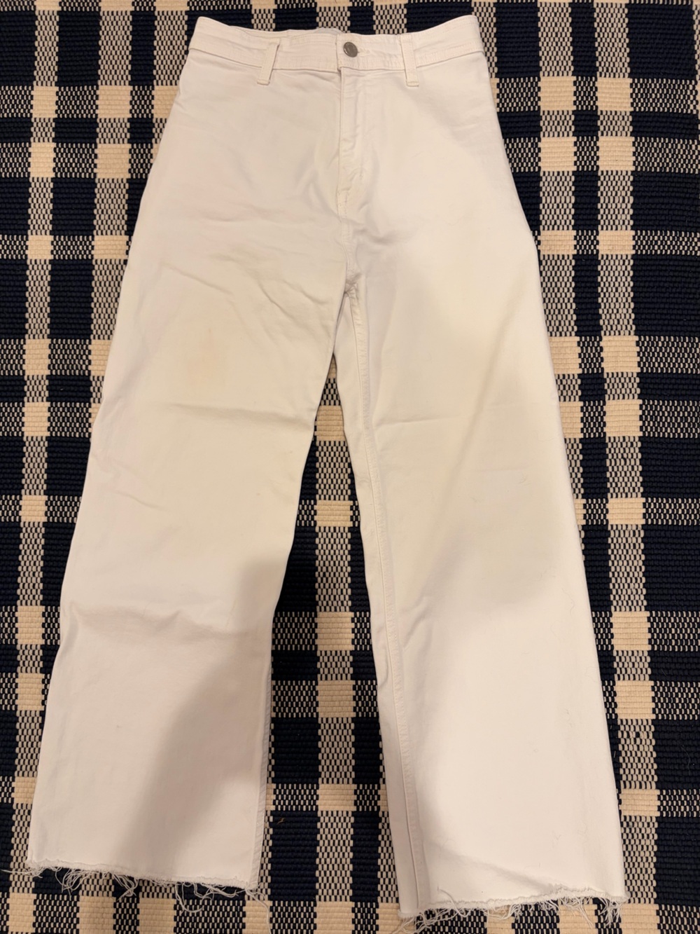 pistola White Wide-Leg Raw Hem Jeans
